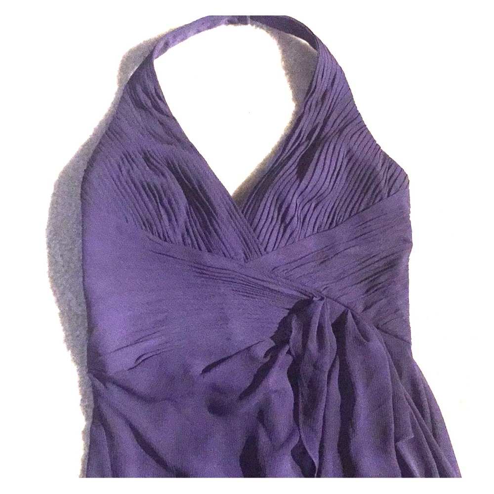 Soft Crinkle Chiffon Halter Draped Cascade Dress